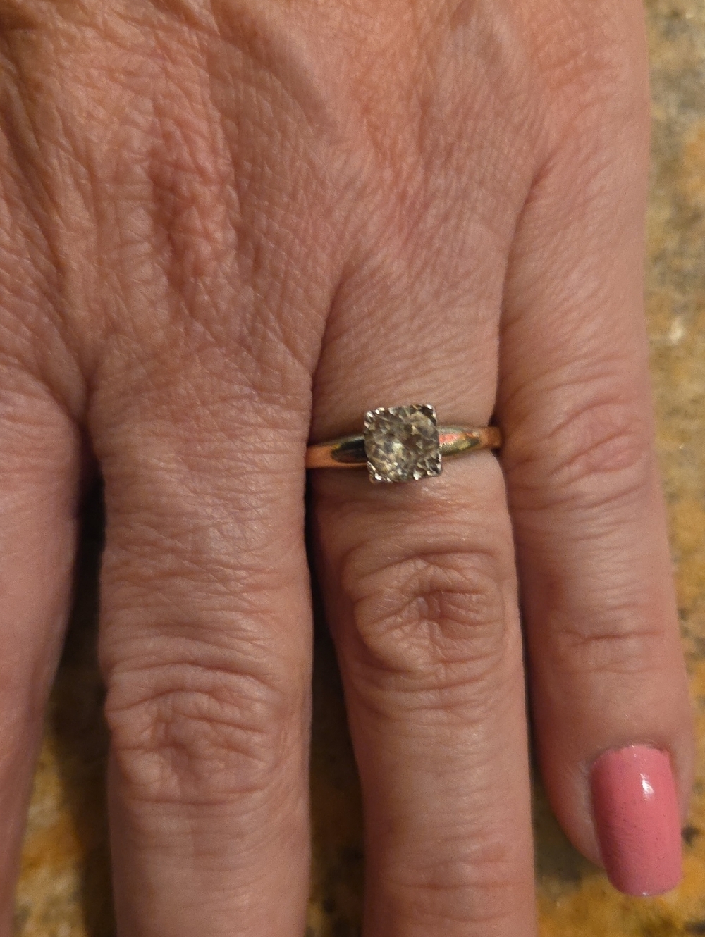 Classic Solitaire Gold Ring with Clear Stone - C & C Brand